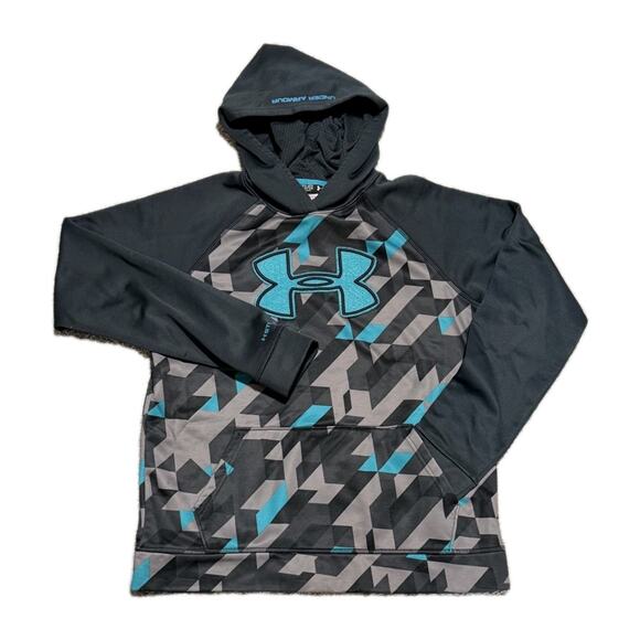 Under Armour Hoodie Pullover Cold Gear Youth Size Y XL Gray Blue COOL DESIGN - Picture 1 of 7
